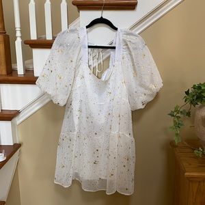 Nasty Gal Star Puff Sleeve Smock Dress